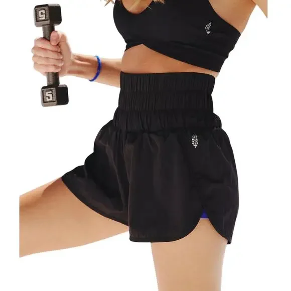 Free People Movement Black The Way Home Shorts High Waisted Size Medium - Picture 1 of 9